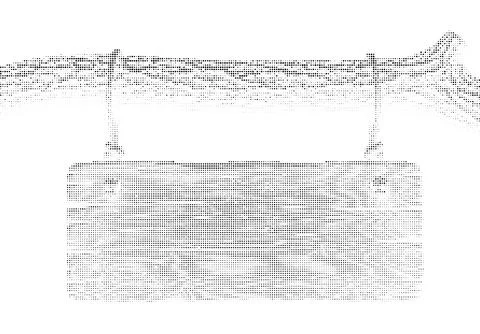 Suspended bridge or elevated platform with fencing in halftone dot style, i.. Stock Illustration