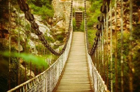 Suspended bridge Stock Photos