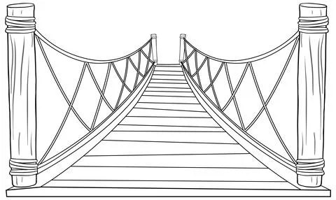 Suspended Bridge Vector Illustration Stock Illustration
