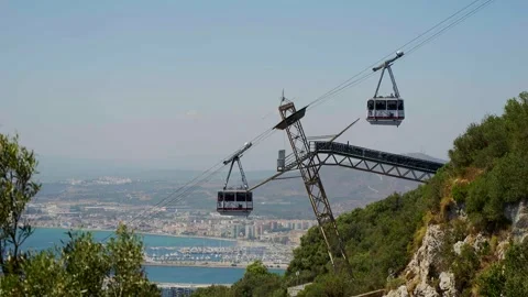 Suspended Cable Car Above Trees and Greenery on a Clear Day 스톡 동영상 345007460