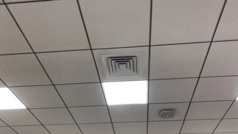 Suspended Calcium silicate Grid ceiling or False ceiling interiors of office Stock Footage 127027232