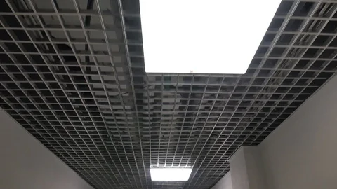 Suspended ceiling, traffic on the corridor. Stock Footage 116090358