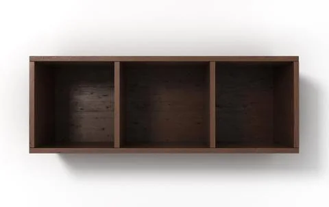 Suspended darc shelves with three sections isolated on white background Illustrazione stock