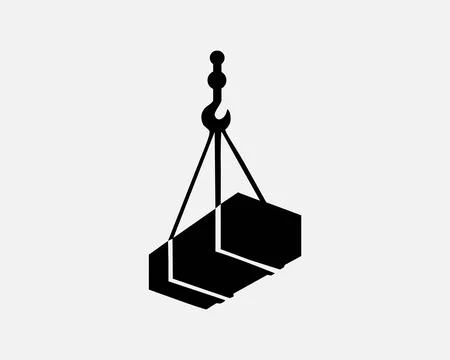 Suspended Load Icon Construction Crane Carrying Hoist Object Icon Sign Vector Stock Illustration