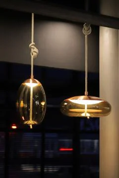 Suspended night lamps inside the interior 库存照片