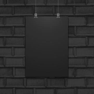 Suspended poster mockup wall texture. Illustrazione stock