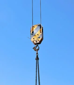 Suspension bracket and hook of the crane Stock Photos