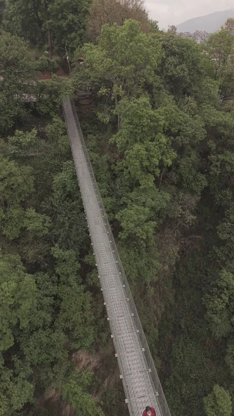 Suspension bridge aerial view Stock Footage 334373566
