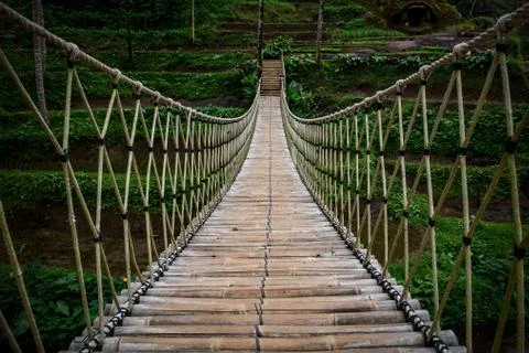 Suspension bridge, central inside view. Stock Photos