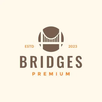 Suspension bridge construction rounded circle simple vintage hipster logo d.. Ilustración de archivo