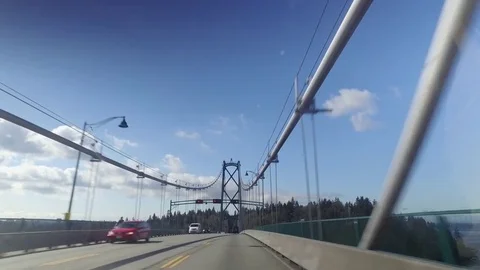 Suspension Bridge Crossing Stock Footage 74726015