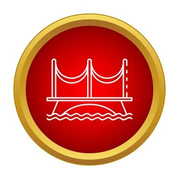 Suspension bridge icon connecting two areas over water Illustrazione stock