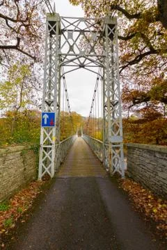 Suspension bridge at Llanstephan Stock Photos