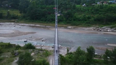 Suspension Bridge in Nepal Stock Footage 288597497