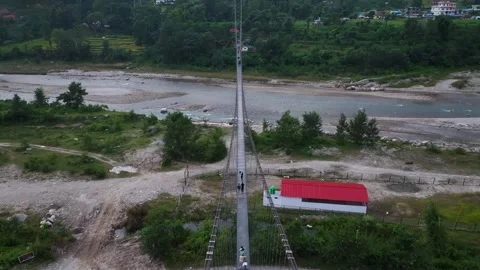 Suspension Bridge in Nepal Stock Footage 288597549