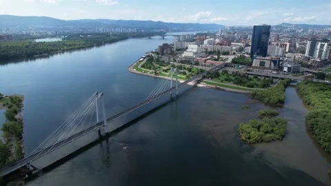  suspension bridge over the river Stock-Footage 158347775