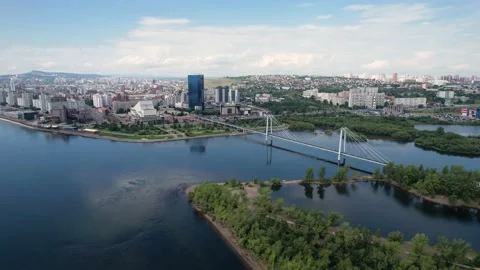  suspension bridge over the river Stock-Footage 158348507