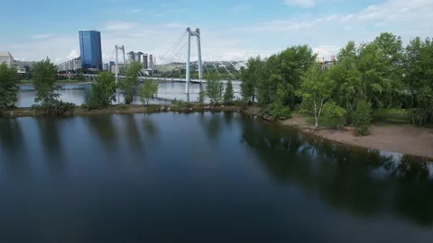  suspension bridge over the river Stock-Footage 158348512