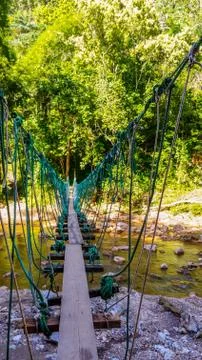 Suspension bridge to pass Stock Photos