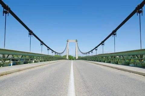 Suspension bridge in perspective Stock Photos