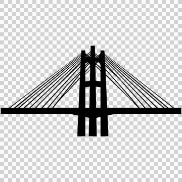 Suspension bridge silhouette. Cable-stayed bridge icon. Stock Illustration