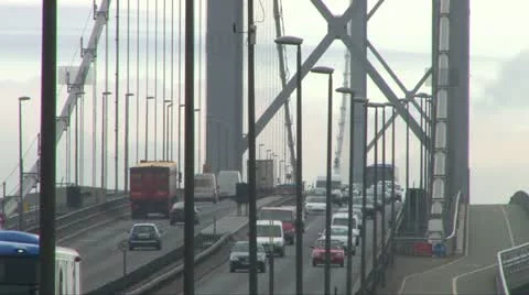 Suspension Bridge Traffic Stock Footage 10887189