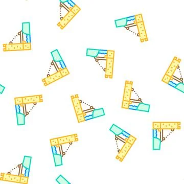 Suspension bridge vector seamless pattern flat Stock Illustration