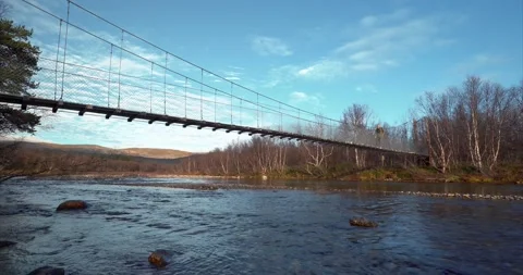 Suspension bridge walking Stock Footage 188563863
