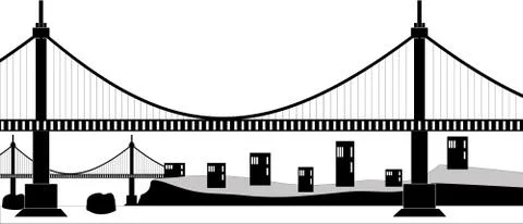 Suspension cable bridge Stock Illustration