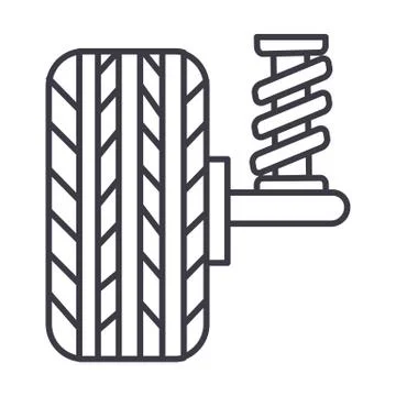 Suspension, car, auto  vector line icon, sign, illustration on backgroun Stock Illustration