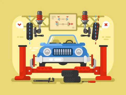 Suspension car design flat Stock Illustration