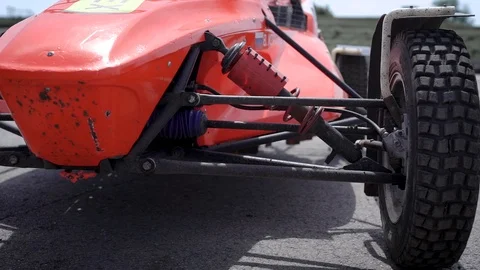 Suspension elements of a sports buggy. A complex multi-link suspension system Stock Footage 115066034
