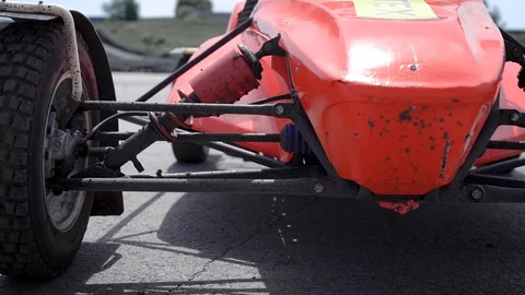 Suspension elements of a sports buggy. A complex multi-link suspension system Stock Footage 115101931