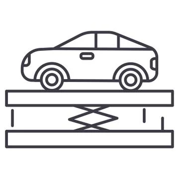 Suspension,car service vector line icon, sign, illustration on background Stock Illustration
