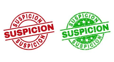 SUSPICION Round Watermarks Using Grunge Style Stock Illustration
