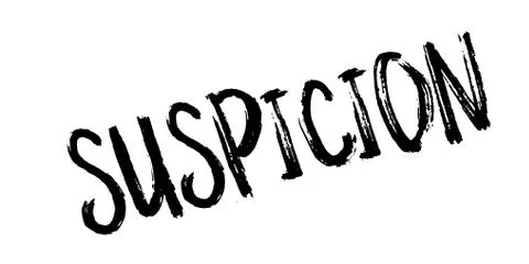 Suspicion rubber stamp Stock Illustration