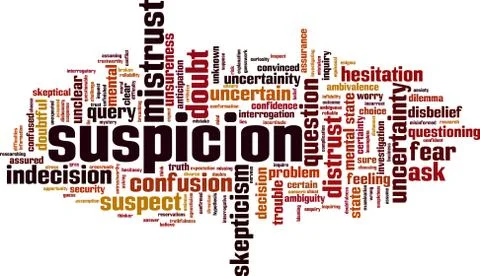 Suspicion word cloud Stock Illustration