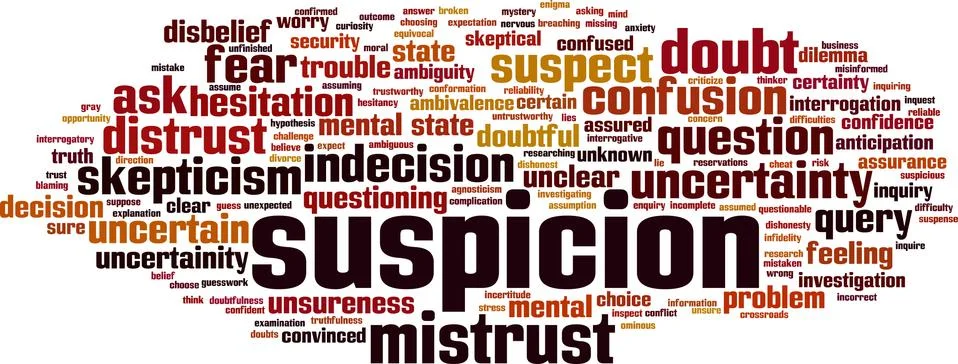 Suspicion word cloud Stock Illustration