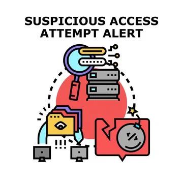 Suspicious access attempt alert cybersecurity technology Stock Illustration