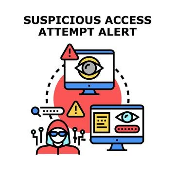 Suspicious access attempt alert internet security 库存插图