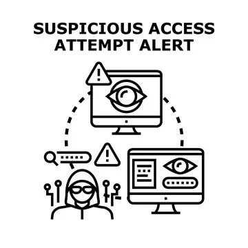 Suspicious access attempt alert internet security Stockillustratie