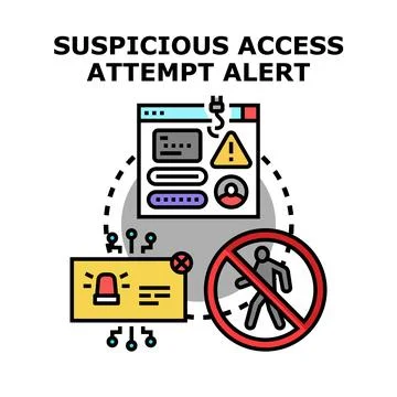 Suspicious access attempt alert notifying system security 库存插图