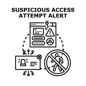 Suspicious access attempt alert notifying system security Stock Illustration