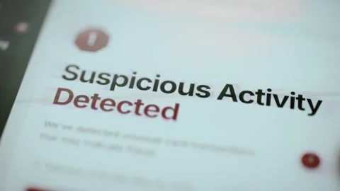 Suspicious activity detected on card security screen 库存影片 345487640