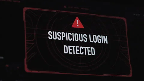Suspicious Login Detected Warning On Computer Screen Stock Footage 343998655