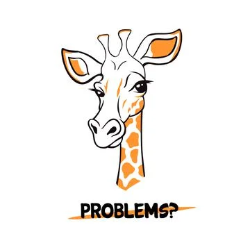 Suspicious looking giraffe clipart. Squinted drawn animal asks problems. Stock Illustration