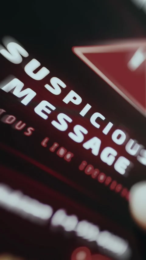 Suspicious Message alert message, suspicious link identified by security system Видео 334933798