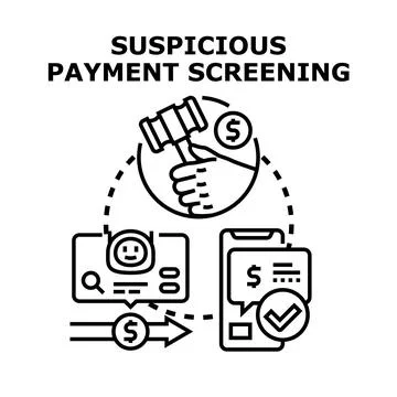 Suspicious payment screening process and financial security concept Illustrazione stock