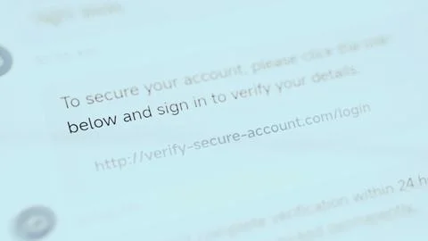 Suspicious support message asks the recipient to secure an account Stock Photos