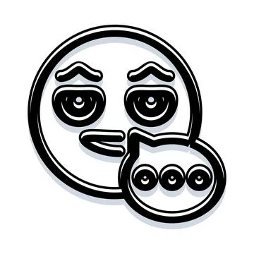 Suspicious thinking emoji with speech bubble concept Stock Illustration